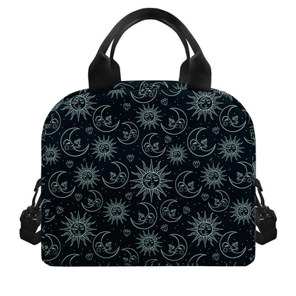 Blue Sun And Moon Pattern Print Insulated Lunch Bag