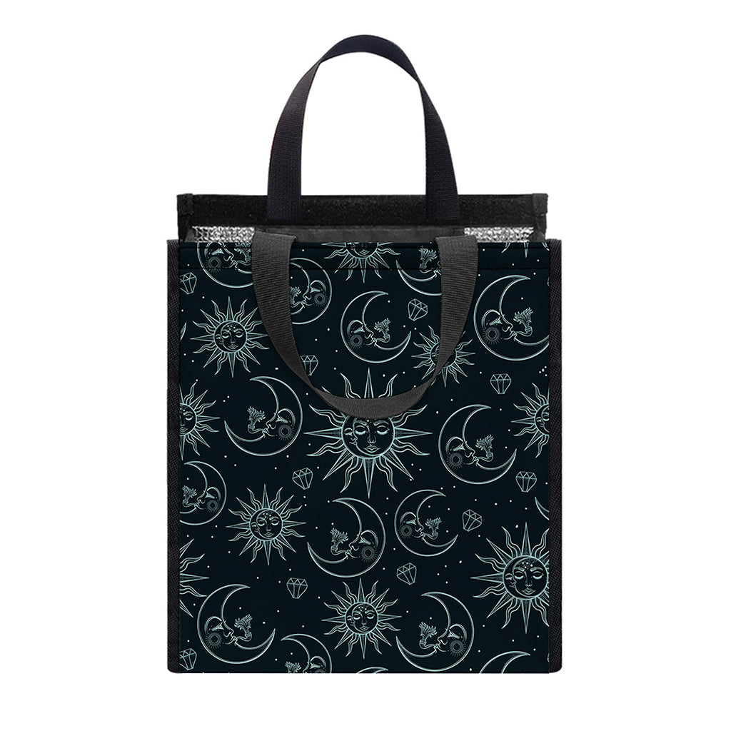 Blue Sun And Moon Pattern Print Insulated Lunch Tote
