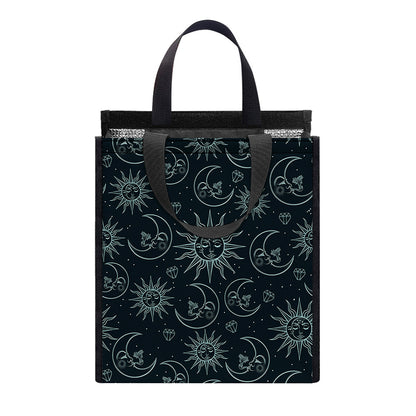 Blue Sun And Moon Pattern Print Insulated Lunch Tote