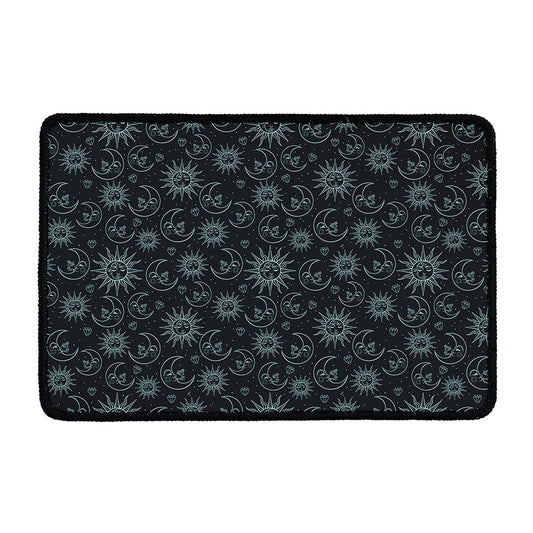 Blue Sun And Moon Pattern Print Kitchen Mat