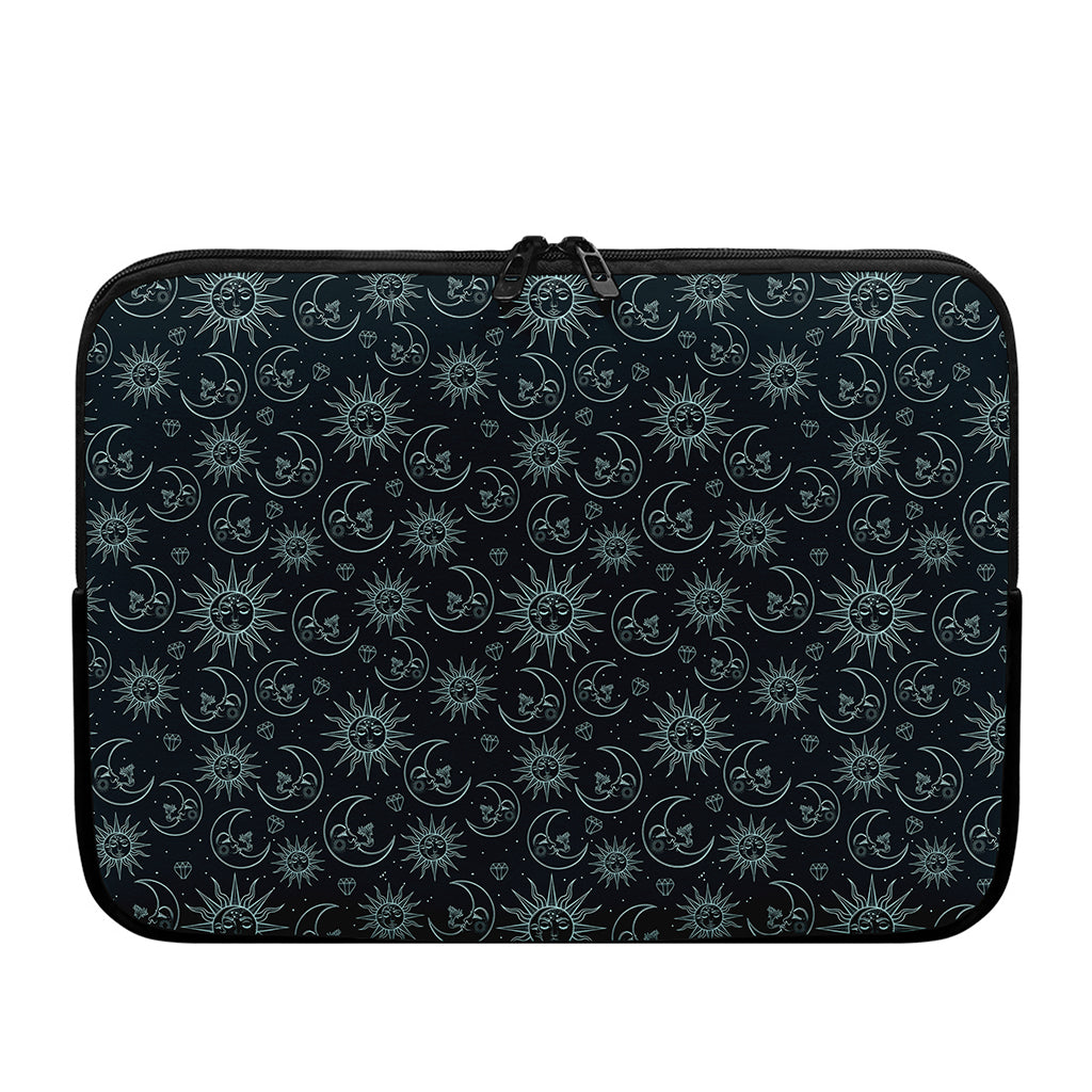 Blue Sun And Moon Pattern Print Laptop Sleeve