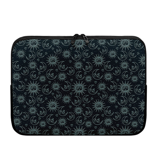 Blue Sun And Moon Pattern Print Laptop Sleeve