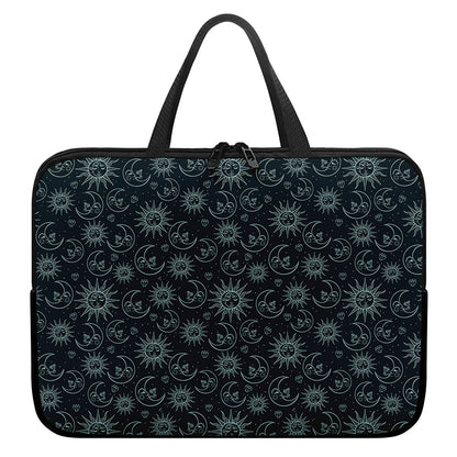 Blue Sun And Moon Pattern Print Laptop Sleeve With Handle