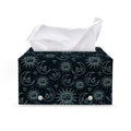Blue Sun And Moon Pattern Print Leather Tissue Box Cover