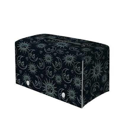 Blue Sun And Moon Pattern Print Leather Tissue Box Cover