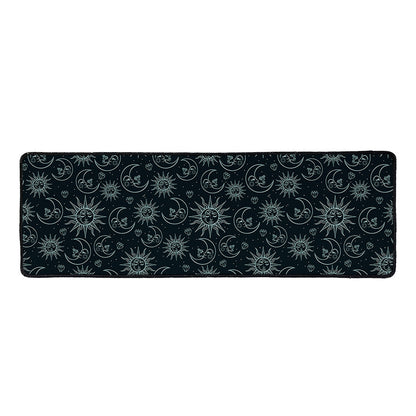 Blue Sun And Moon Pattern Print Long Kitchen Mat