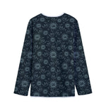 Blue Sun And Moon Pattern Print Long Sleeve Short Coat