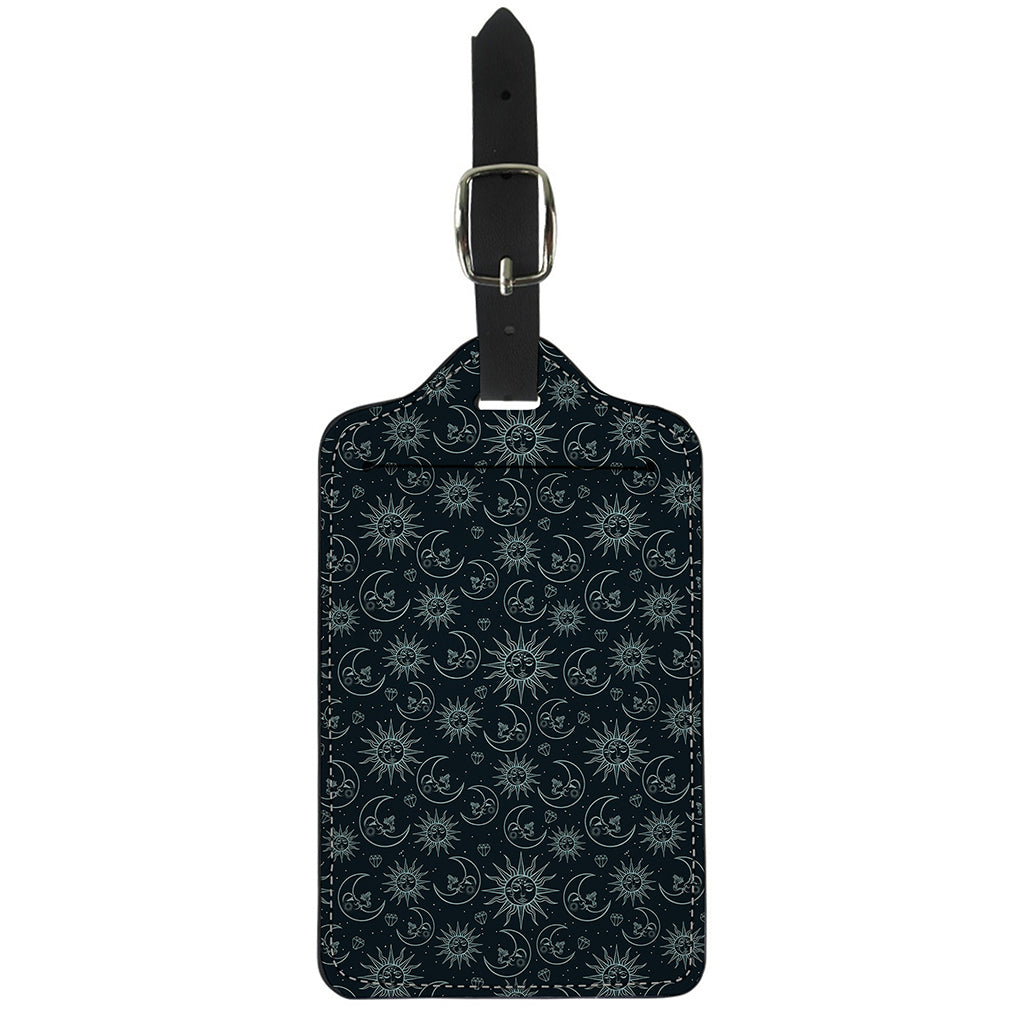 Blue Sun And Moon Pattern Print Luggage Tag