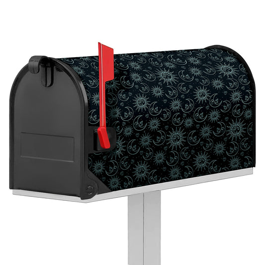 Blue Sun And Moon Pattern Print Mailbox Cover