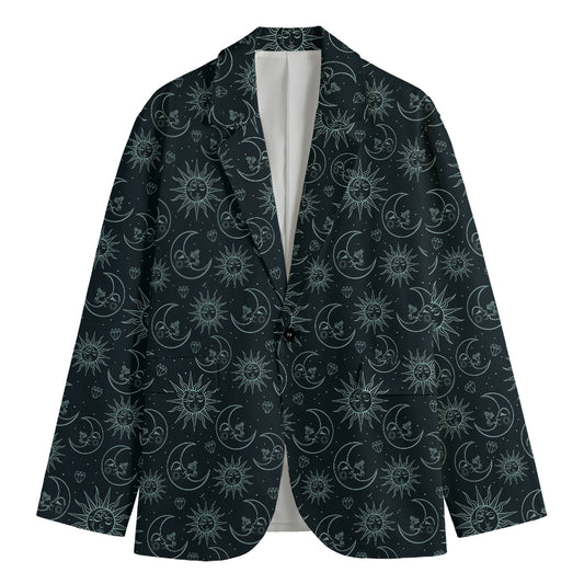 Blue Sun And Moon Pattern Print Men's Blazer