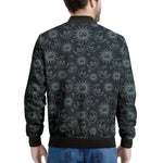 Blue Sun And Moon Pattern Print Men's Bomber Jacket