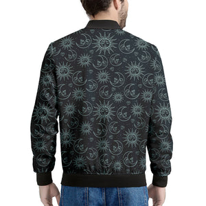 Blue Sun And Moon Pattern Print Men's Bomber Jacket