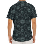 Blue Sun And Moon Pattern Print Men's Deep V-Neck Shirt