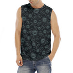 Blue Sun And Moon Pattern Print Men's Fitness Tank Top