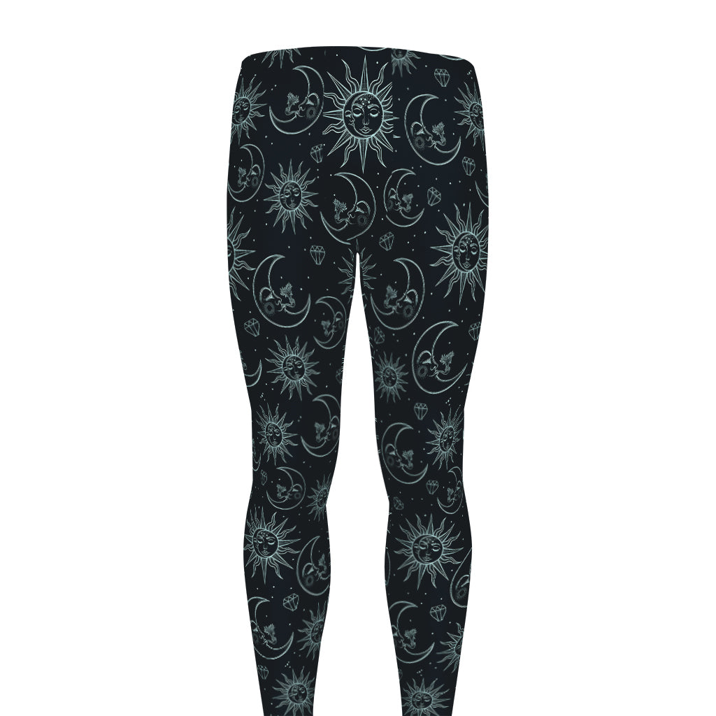 Blue Sun And Moon Pattern Print Men's leggings