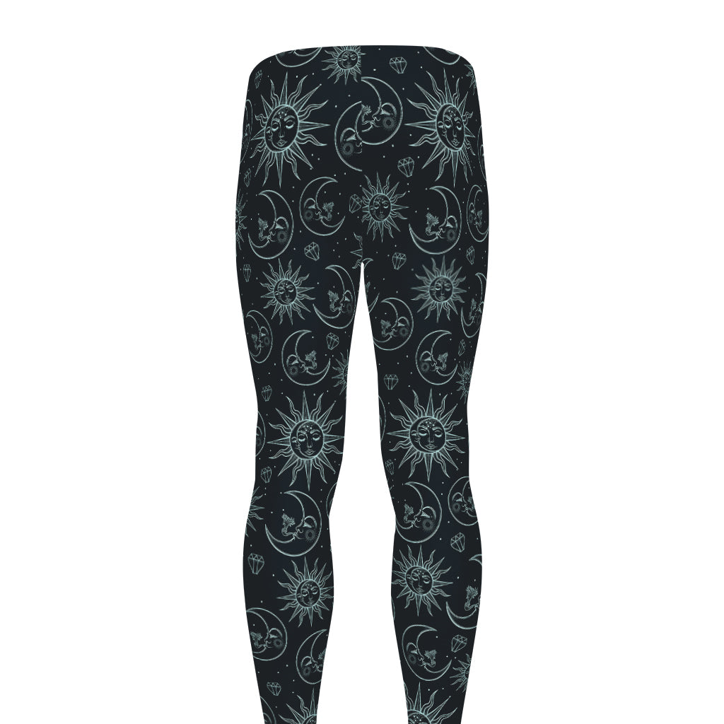 Blue Sun And Moon Pattern Print Men's leggings