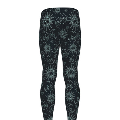 Blue Sun And Moon Pattern Print Men's leggings