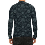 Blue Sun And Moon Pattern Print Men's Long Sleeve Rash Guard