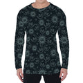 Blue Sun And Moon Pattern Print Men's Long Sleeve T-Shirt