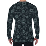 Blue Sun And Moon Pattern Print Men's Long Sleeve T-Shirt