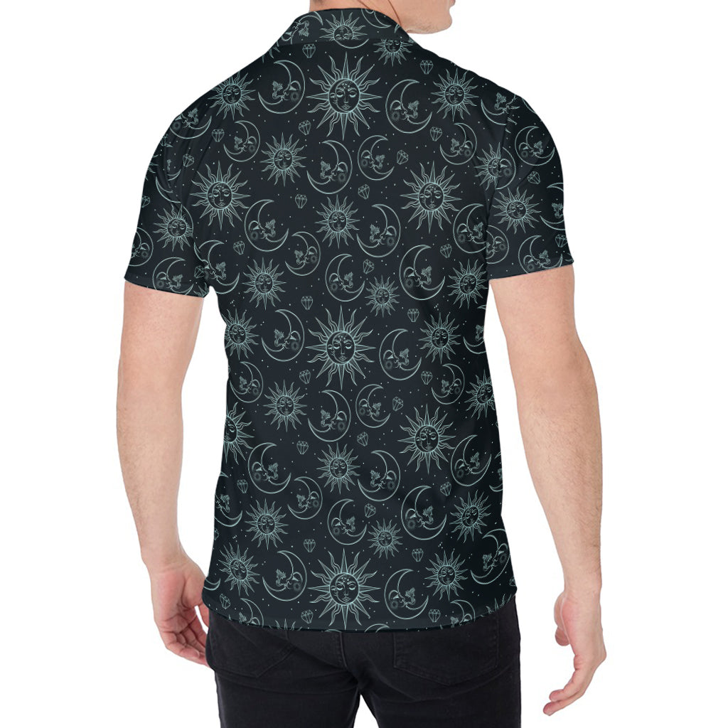 Blue Sun And Moon Pattern Print Men's Shirt