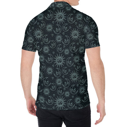Blue Sun And Moon Pattern Print Men's Shirt
