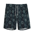 Blue Sun And Moon Pattern Print Men's Athletic Shorts