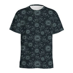 Blue Sun And Moon Pattern Print Men's Sports T-Shirt