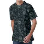 Blue Sun And Moon Pattern Print Men's Velvet T-Shirt