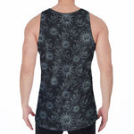 Blue Sun And Moon Pattern Print Men's Velvet Tank Top