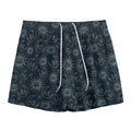 Blue Sun And Moon Pattern Print Mesh Shorts