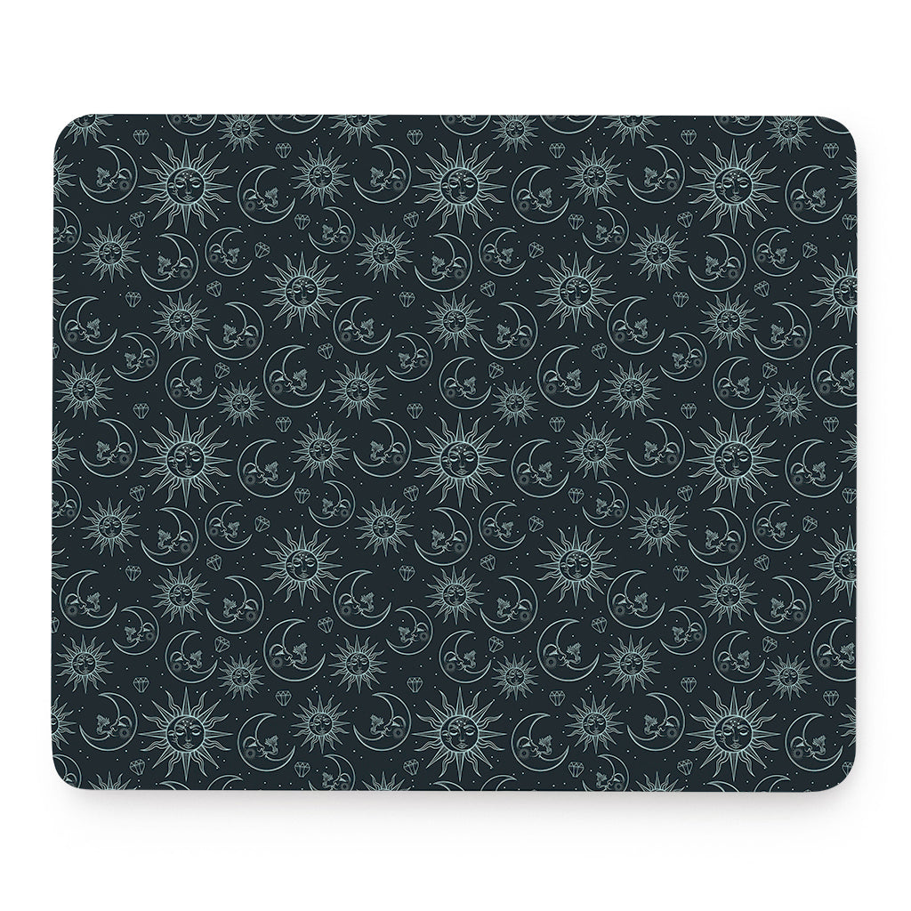 Blue Sun And Moon Pattern Print Mouse Pad