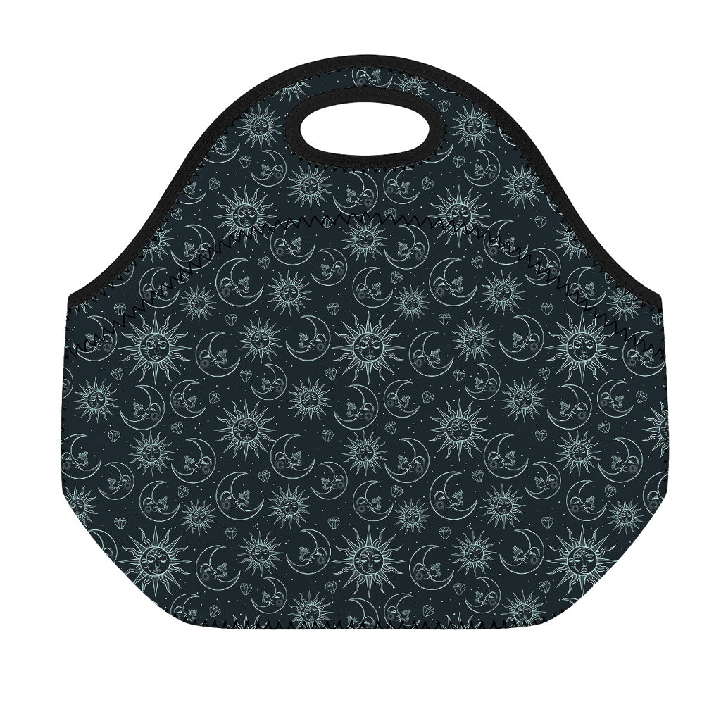 Blue Sun And Moon Pattern Print Neoprene Lunch Bag