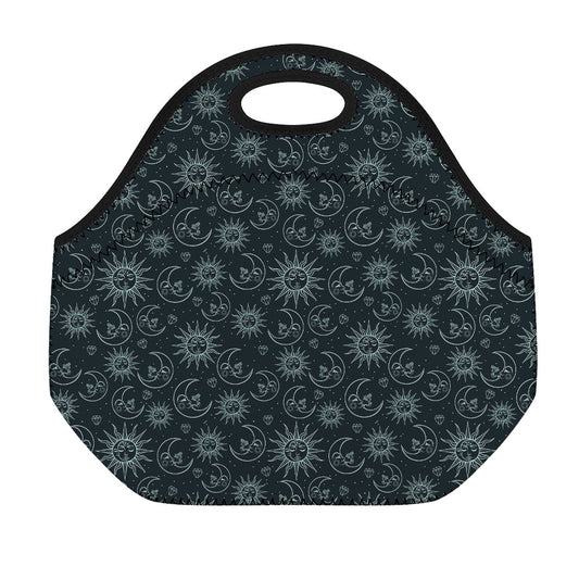 Blue Sun And Moon Pattern Print Neoprene Lunch Bag