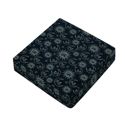 Blue Sun And Moon Pattern Print Outdoor Seat Cushion Cover