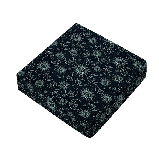 Blue Sun And Moon Pattern Print Outdoor Seat Cushion Cover