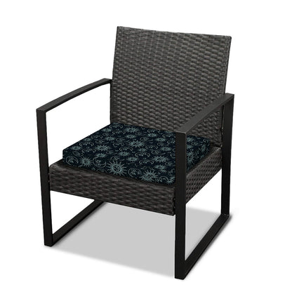 Blue Sun And Moon Pattern Print Outdoor Seat Cushion Cover