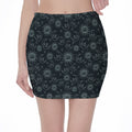 Blue Sun And Moon Pattern Print Pencil Mini Skirt