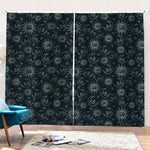 Blue Sun And Moon Pattern Print Pencil Pleat Curtains