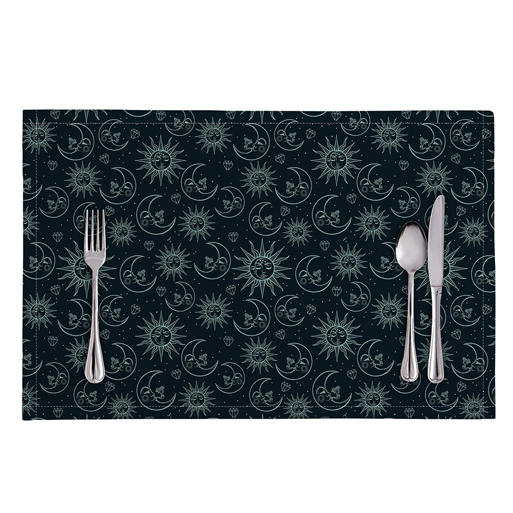 Blue Sun And Moon Pattern Print Placemat