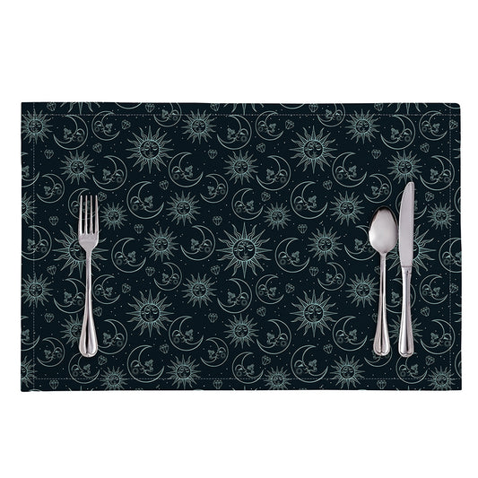 Blue Sun And Moon Pattern Print Placemat