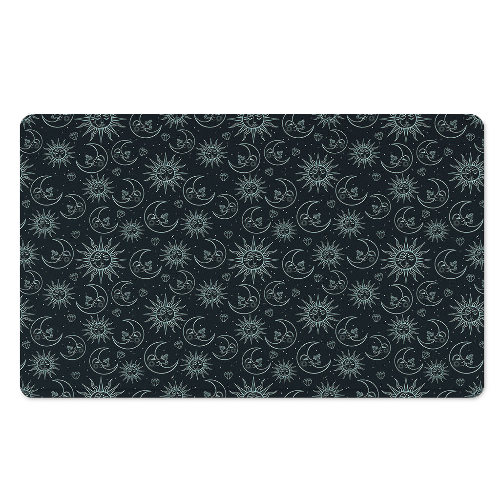 Blue Sun And Moon Pattern Print Polyester Doormat