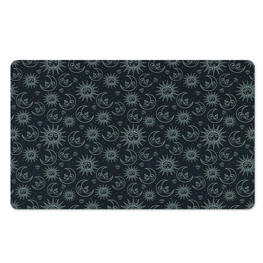 Blue Sun And Moon Pattern Print Polyester Doormat