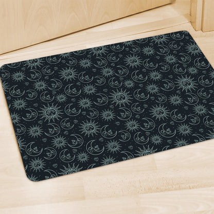 Blue Sun And Moon Pattern Print Polyester Doormat