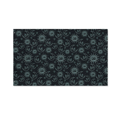 Blue Sun And Moon Pattern Print Polyester Flag