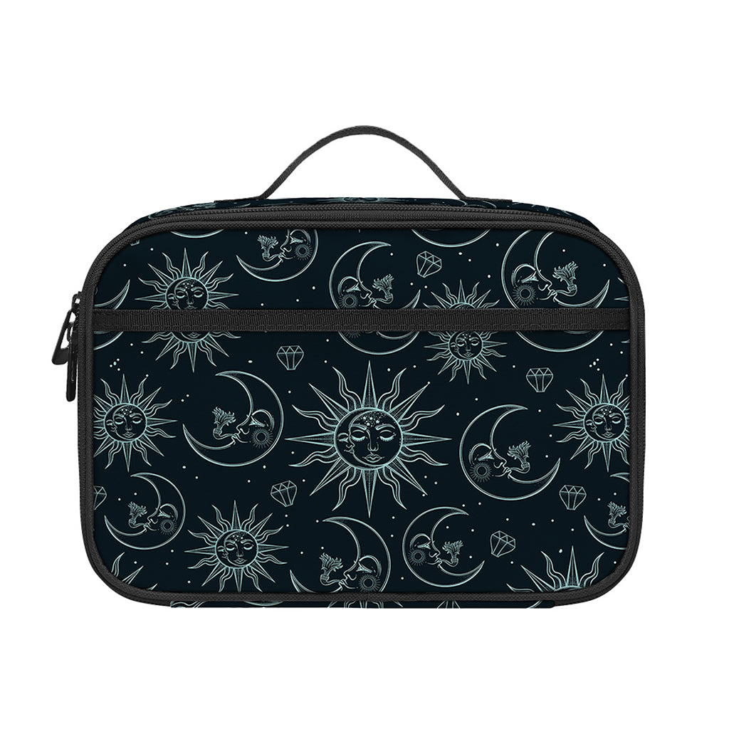 Blue Sun And Moon Pattern Print Portable Lunch Bag