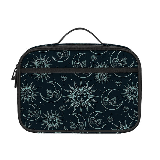 Blue Sun And Moon Pattern Print Portable Lunch Bag