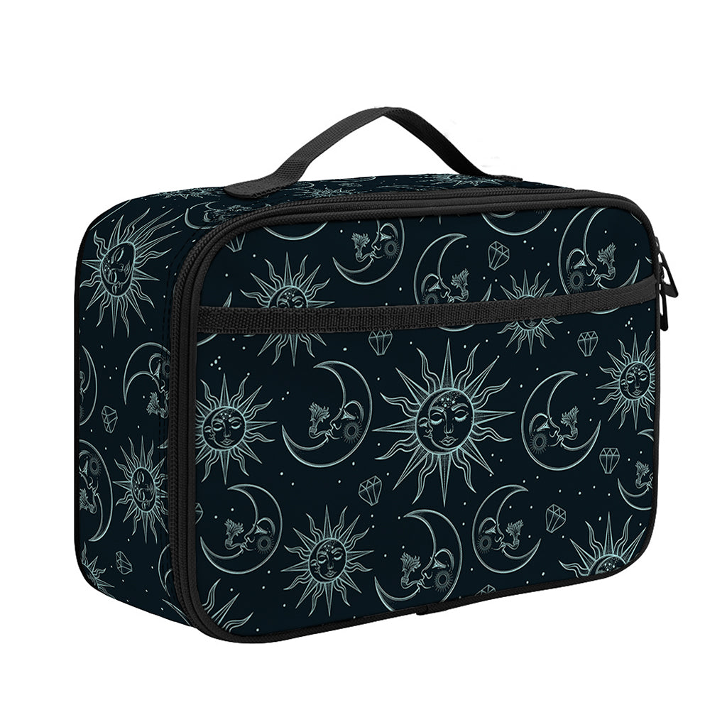 Blue Sun And Moon Pattern Print Portable Lunch Bag