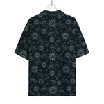 Blue Sun And Moon Pattern Print Rayon Hawaiian Shirt