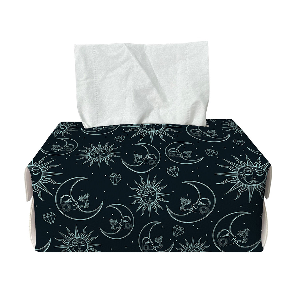 Blue Sun And Moon Pattern Print Rectangle Tissue Box Cover